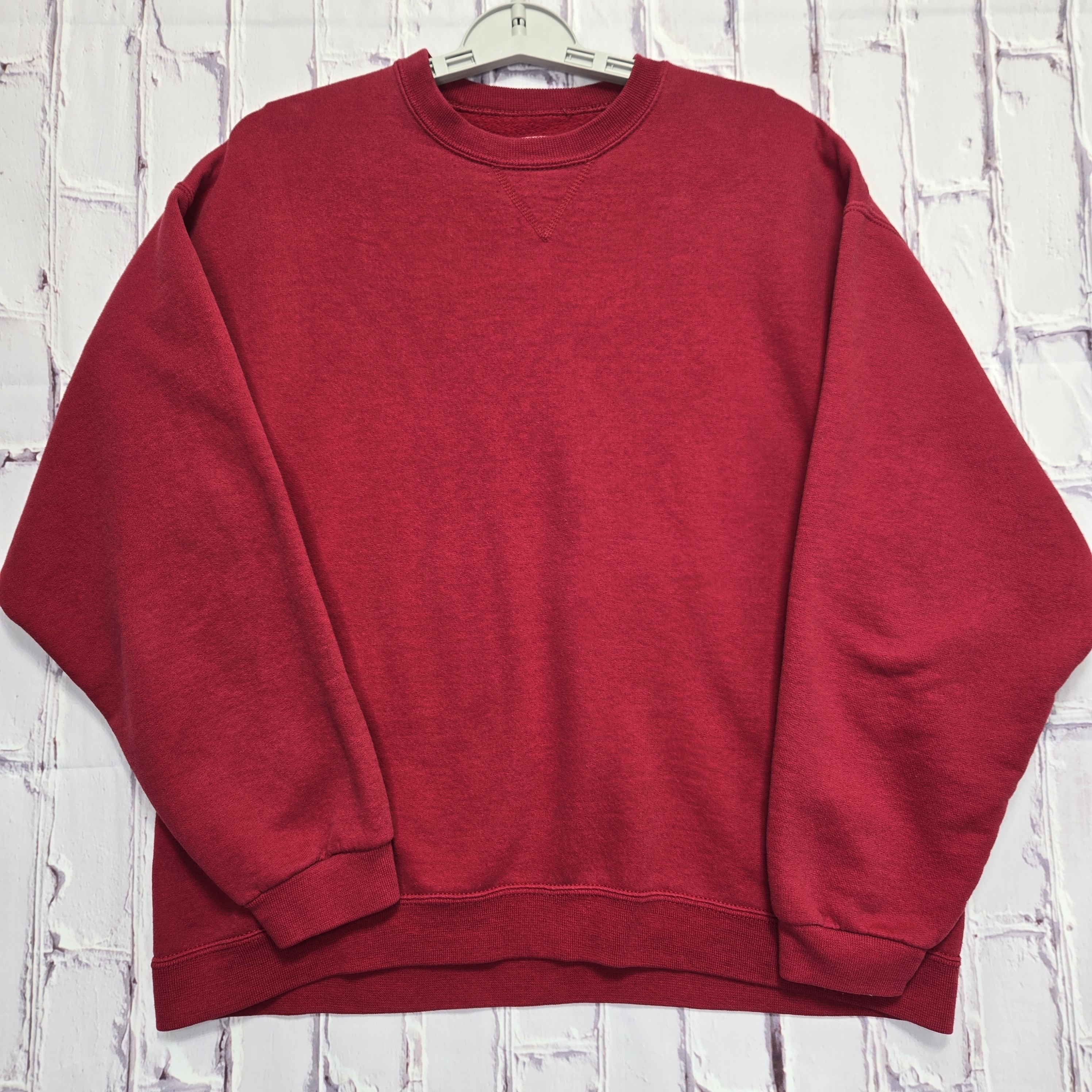 Y2k Jerzees Blank Plain Crewneck Sweatshirt Mens Size Large (42/44) Red 50/50